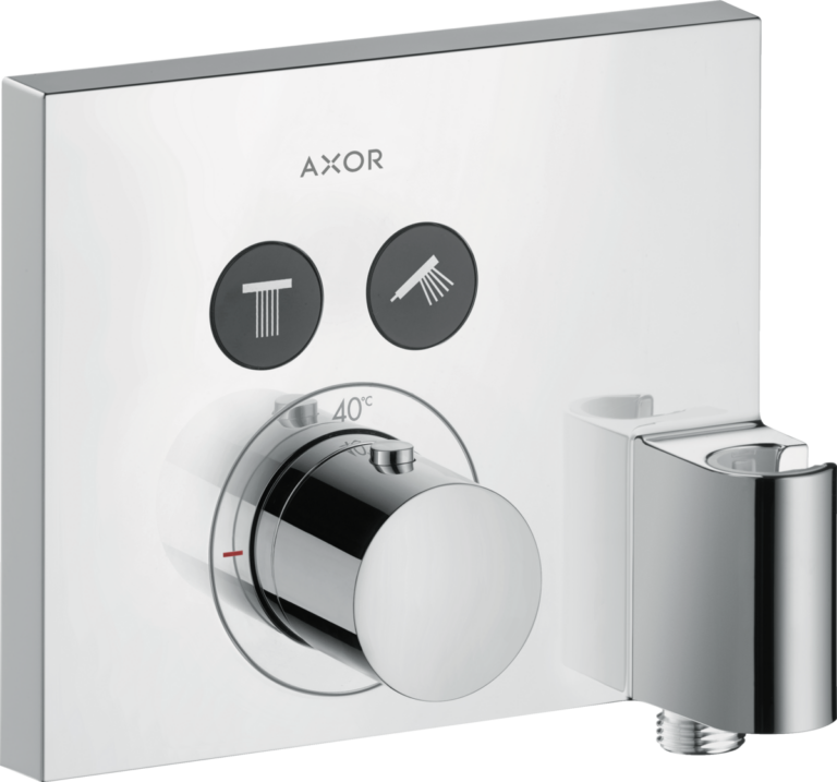 ShowerSelect Square Thermostatic Mixer For 2 Outlets With FixFit & Porter