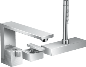 AXOR Edge 3-Hole Rim Mounted Bath Mixer - Diamond Cut