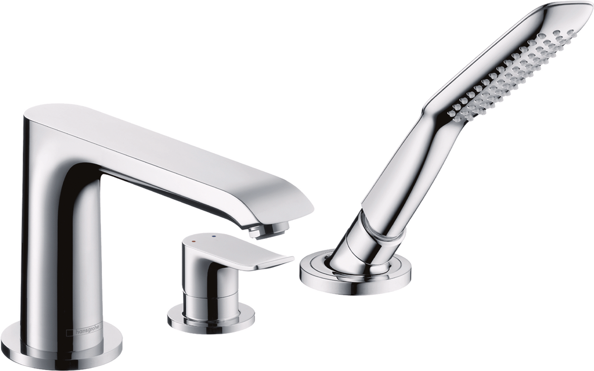 Metris 3 Hole Rim-Mounted Single Lever Bath Mixer