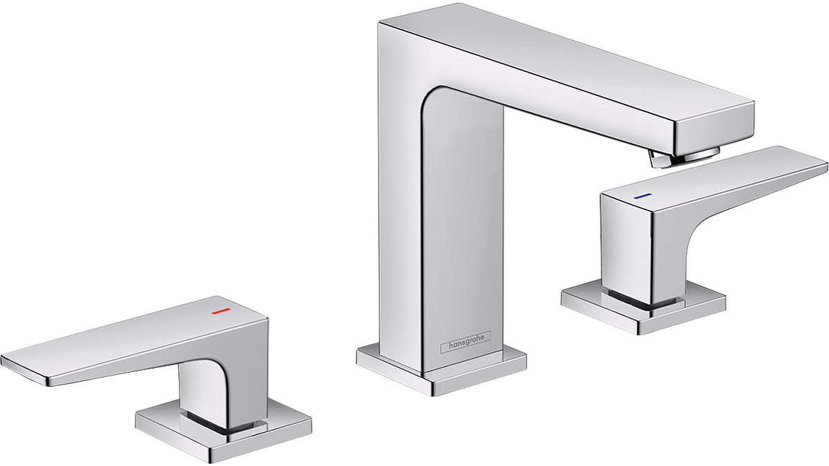 Metropol 3-Hole Basin Mixer 110 with Lever Handle and Push-Open Waste