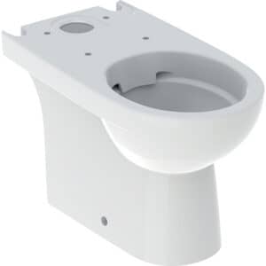 Geberit Selnova Floor-Standing WC for Close-Coupled Exposed Cistern, Washdown, Multidirectional Outlet, Semi-Shrouded, Rimfree