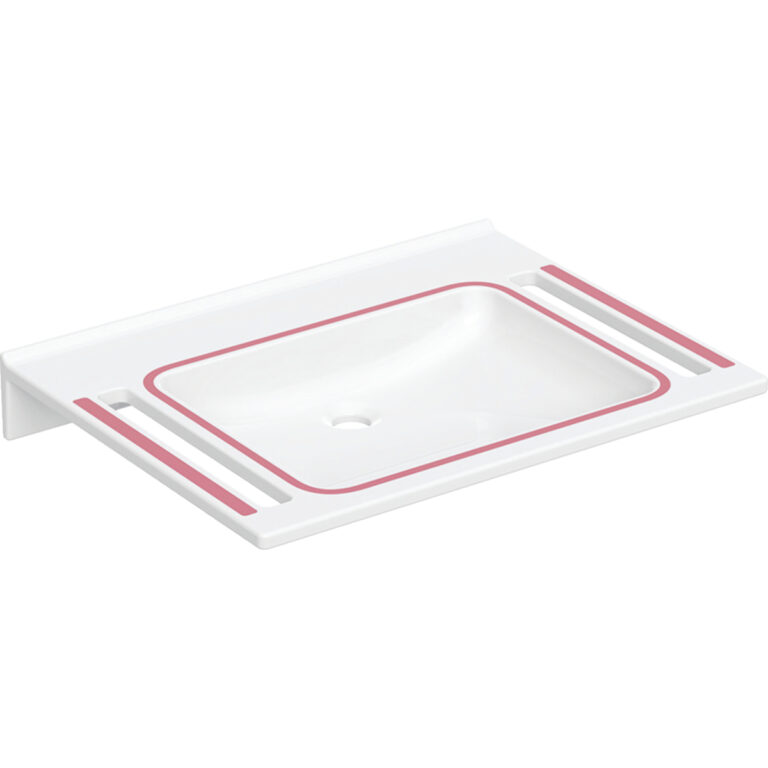 Publica Washbasin, Square Design, With Cut-Outs, Barrier-Free, Dementia-Sensitive