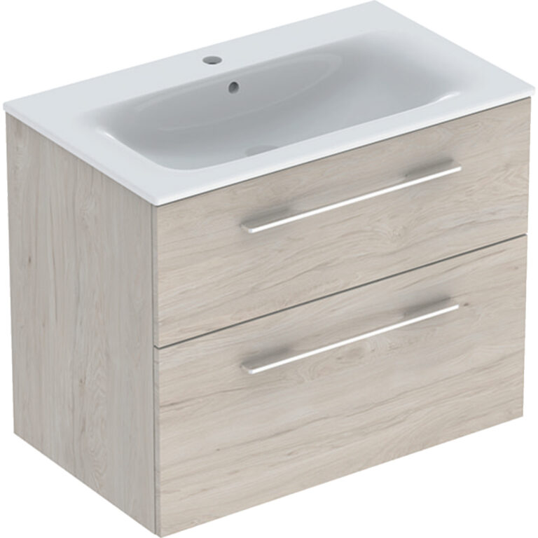 Geberit Selnova Square Set, 80cm Slim Basin & Two Drawer Vanity Unit