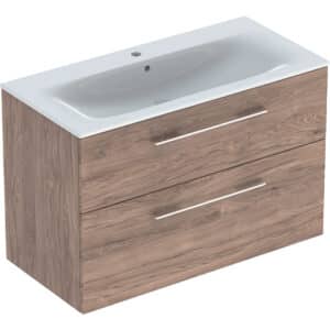 Geberit Selnova Square Set, 100cm Slim Basin & Two Drawer Vanity Unit