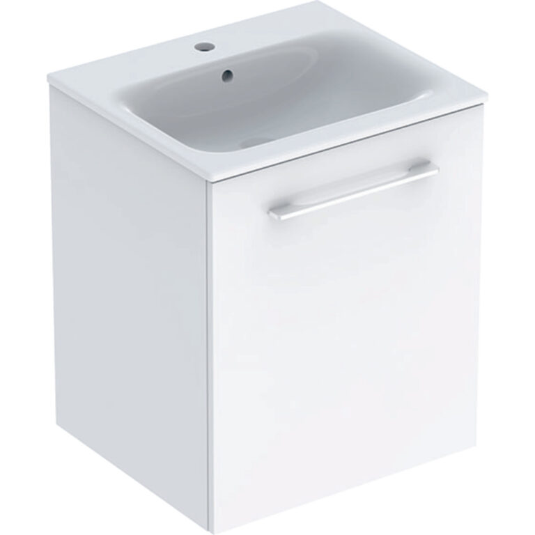 Geberit Selnova Square Set, 55cm Slim Basin & One Door Vanity Unit