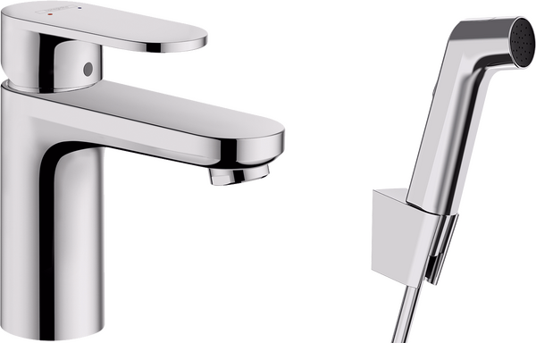 Vernis Blend Single Lever Basin Mixer 100 with Bidet Hand Shower and Shower Hose 160 cm