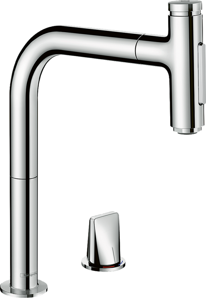 Metris Select M71 2-Hole Single Lever Kitchen Mixer 200 With Pull-Out Spray & sBox, 2 Spray Modes