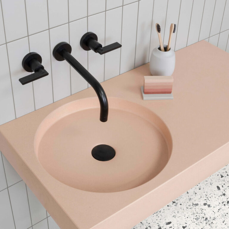 Cero 420 x 830 x 100mm Circular Basin With Vanity Shelf - Image 3