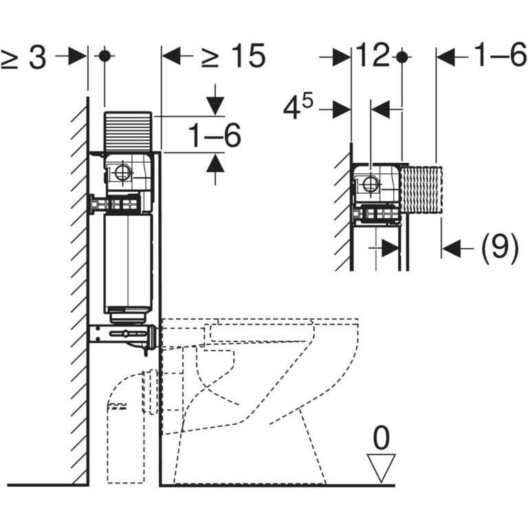 Alpha Concealed Cistern 12 cm, 5.8 / 3 Litres, Installation Height 109 cm - Image 3
