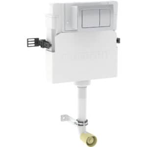 Geberit Alpha Concealed Cistern 12 cm, 5.8 / 3 Litres, Installation Height 109 cm With Alpha01 Flush Plate, Square