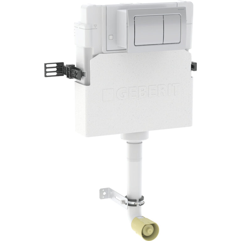 Geberit Alpha Concealed Cistern 12 cm, 5.8 / 3 Litres, Installation Height 109 cm With Alpha01 Flush Plate, Square