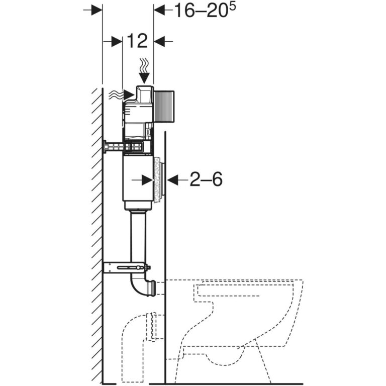 Alpha Concealed Cistern 12 cm, 5.8 / 3 Litres, Installation Height 109 cm With Alpha01 Flush Plate, Round - Image 3
