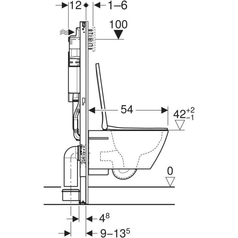 Duofix Set Of Elements For Wall-Hung WC, 112 cm With Sigma Concealed Cistern 12 cm, Sigma01 Flush Plate, Round, Smyle Square Wall-Hung WC, Rimfree - Image 2