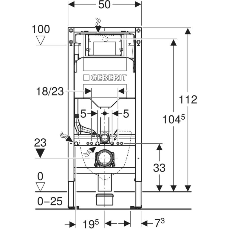 Duofix Set Of Elements For Wall-Hung WC, 112 cm With Sigma Concealed Cistern 12 cm, Sigma01 Flush Plate, Round, Smyle Square Wall-Hung WC, Rimfree - Image 3