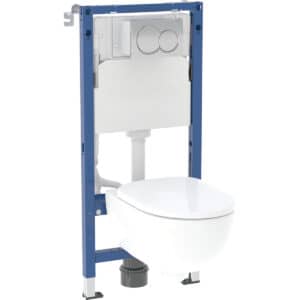 Duofix Element For Wall-Hung WC, 112 cm With Alpha Concealed Cistern 12 cm, 5.8 / 3 Litres, Alpha01 Flush Plate, Round, Selnova Wall-Hung WC, Rimfree