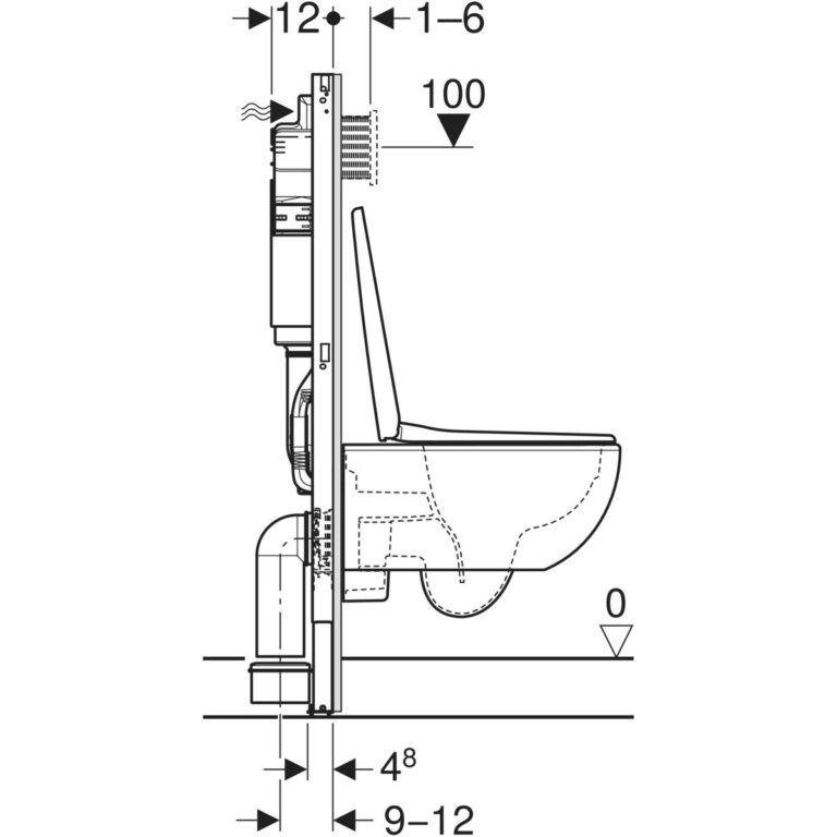 Duofix Element For Wall-Hung WC, 112 cm With Alpha Concealed Cistern 12 cm, 5.8 / 3 Litres, Alpha01 Flush Plate, Round, Selnova Wall-Hung WC, Rimfree - Image 3