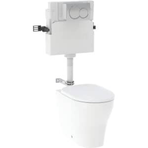 Alpha Concealed Cistern Set 12 cm, 5.8 / 3 Litres, Installation Height 109 cm With Alpha01 Flush Plate, Round, Selnova Floor-Standing WC, Back-To-Wall, Rimfree