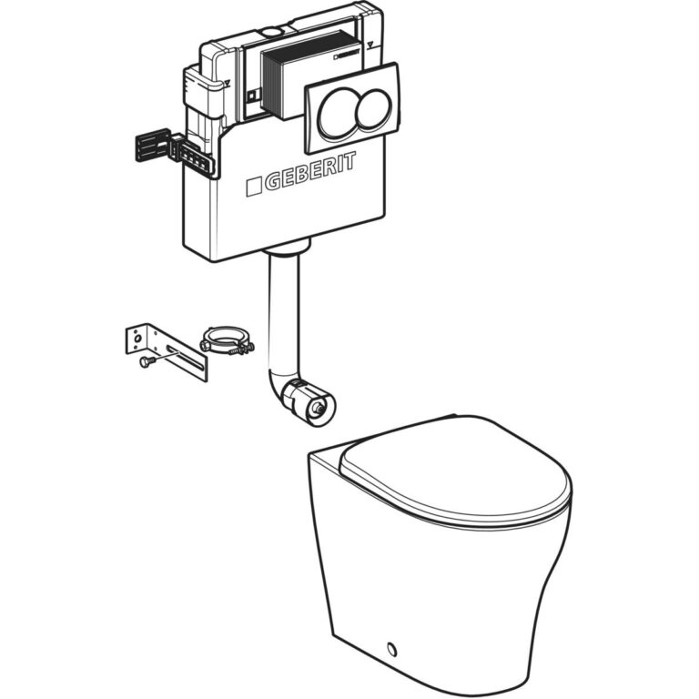 Alpha Concealed Cistern Set 12 cm, 5.8 / 3 Litres, Installation Height 109 cm With Alpha01 Flush Plate, Round, Selnova Floor-Standing WC, Back-To-Wall, Rimfree - Image 2