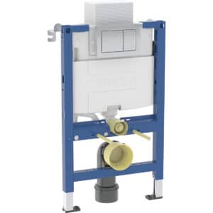 Duofix Element For Wall-Hung WC, 82 cm With Alpha Concealed Cistern 12 cm, 5.8 / 3 Litres, Alpha01 Flush Plate, Square