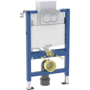Duofix Element For Wall-Hung WC, 82 cm With Alpha Concealed Cistern 12 cm, 5.8 / 3 Litres, Alpha01 Flush Plate, Round