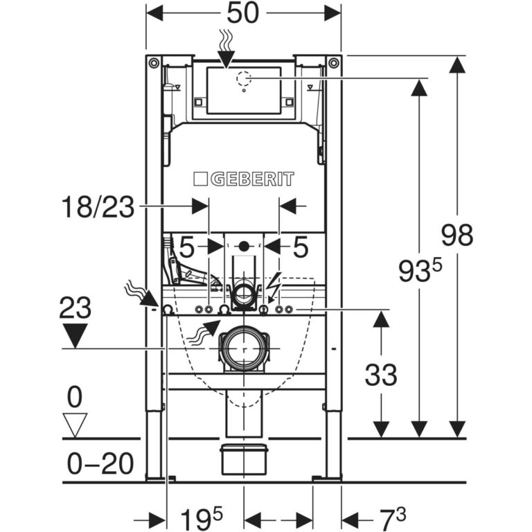 Duofix Element For Wall-Hung WC, 98 cm With Alpha Concealed Cistern 12 cm, 5.8 / 3 Litres, Alpha01 Flush Plate, Square - Image 3