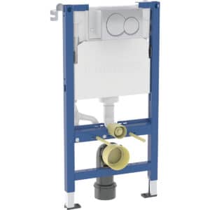 Duofix Element For Wall-Hung WC, 98 cm With Alpha Concealed Cistern 12 cm, 5.8 / 3 Litres, Alpha01 Flush Plate, Round