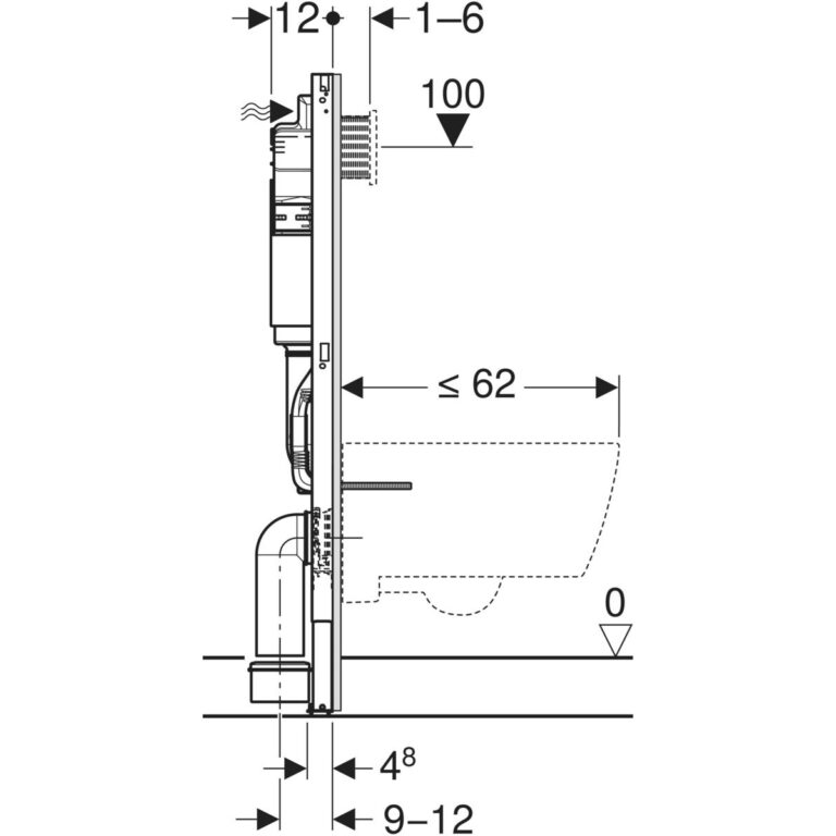 Duofix Element For Wall-Hung WC, 112 cm With Alpha Concealed Cistern 12 cm, 6/3 Litres, Alpha01 Actuator Plate - Image 2