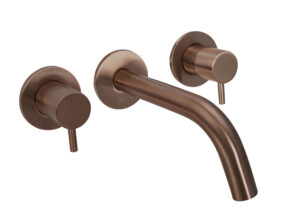 VOS 3 Hole Bath/Basin Mixer Wall Mounted - Brushed Bronze