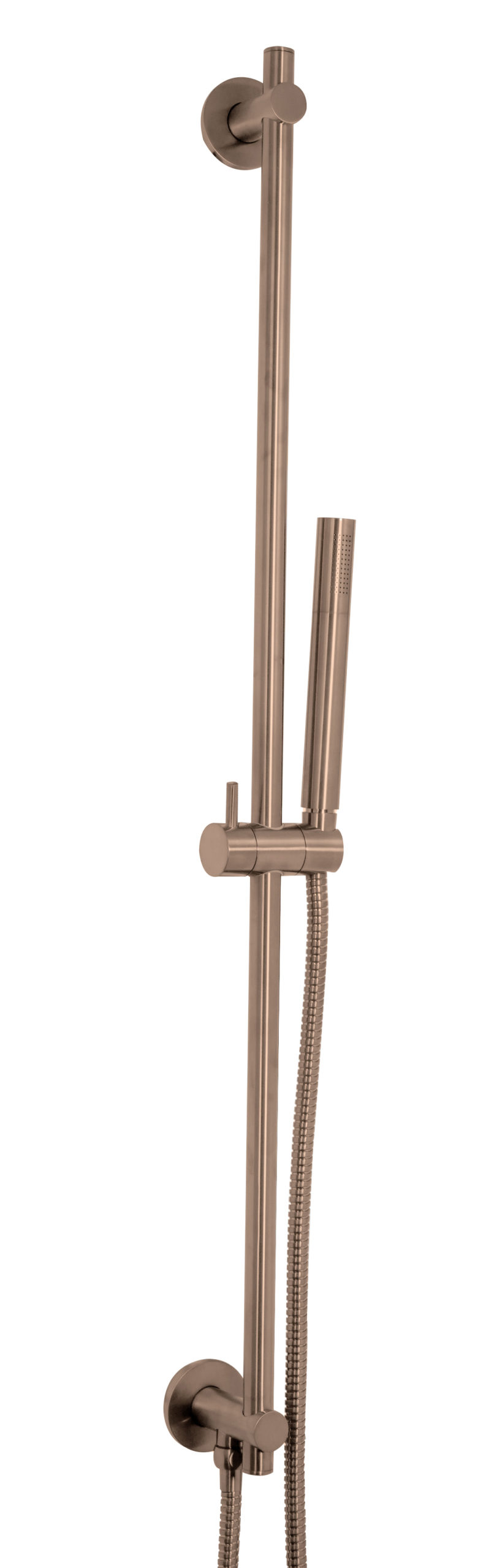 VOS Slide Rail with Single Function Hand Shower and Hose with Bottom Outlet - Brushed Bronze