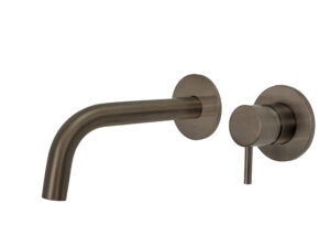 VOS Single Lever Wall Mounted Basin Mixer - Brushed Bronze