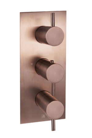 VOS Thermostatic Concealed 2 Outlet Shower Valve Vertical - Brushed Bronze