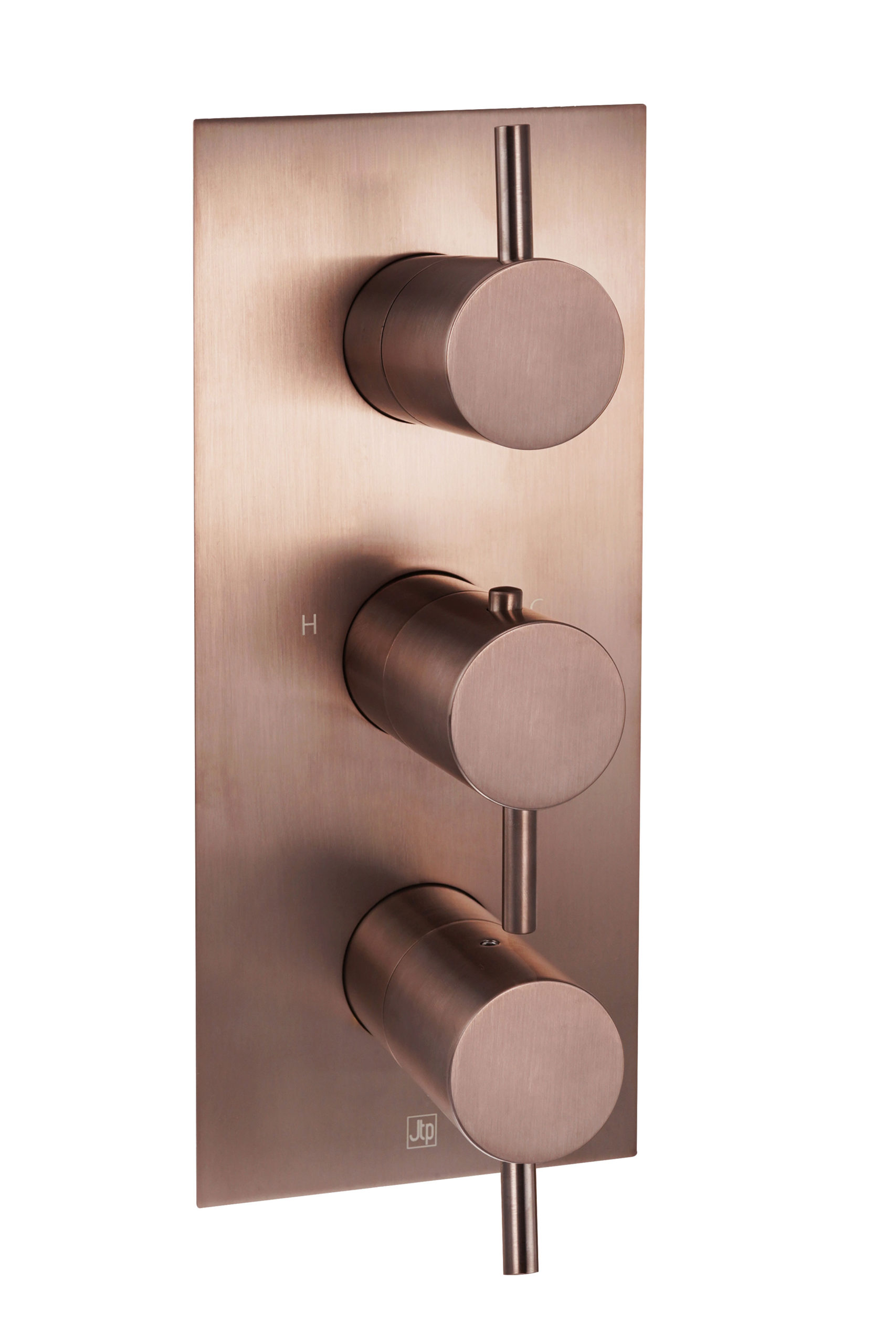 VOS Thermostatic Concealed 3 Outlet Shower Valve, Vertical - Brushed Bronze