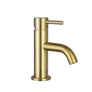 VOS Single Lever Mini Basin Mixer - Brushed Brass
