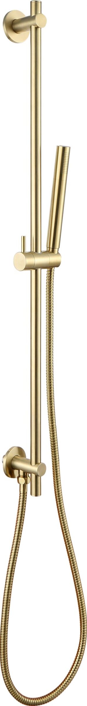 VOS Slide Rail with Single Function Hand Shower and Hose with Bottom Outlet - Brushed Brass