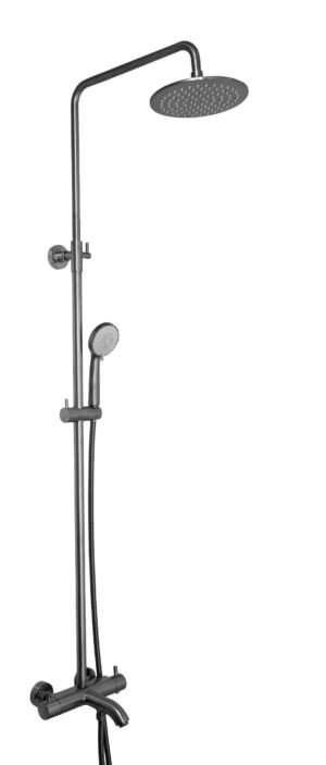 VOS Thermostatic Bar Valve 3 Oulets, Adjustable Riser and Multifunction Shower Handle - Brushed Black