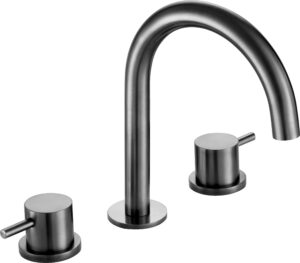 VOS 3 Hole Deck Mounted Basin Mixer - Brushed Black