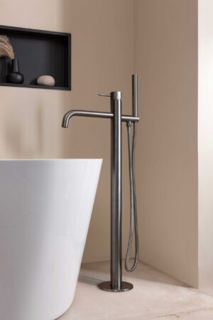 JTP VOS Floor Standing Bath Shower Mixer with Hand Shower Kit - Brushed Black