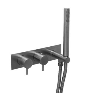 VOS Thermostatic Concealed 2 Outlet Shower Valve, Handset - Brushed Black