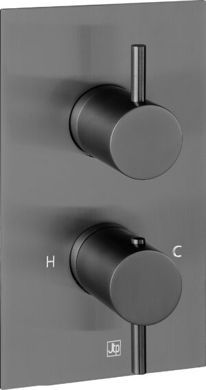 VOS Thermostatic Concealed 2 Outlet Shower Valve - Brushed Black