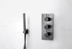 JTP VOS Thermostatic Concealed 2 Outlet Shower Valve, Vertical - Brushed Black