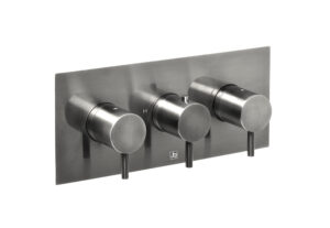 VOS Thermostatic Concealed 3 Outlet Shower Valve, Horizontal - Brushed Black