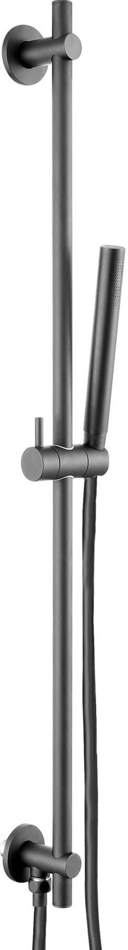 VOS Slide Rail with Single Function Hand Shower and Hose with Bottom Outlet - Matt Black