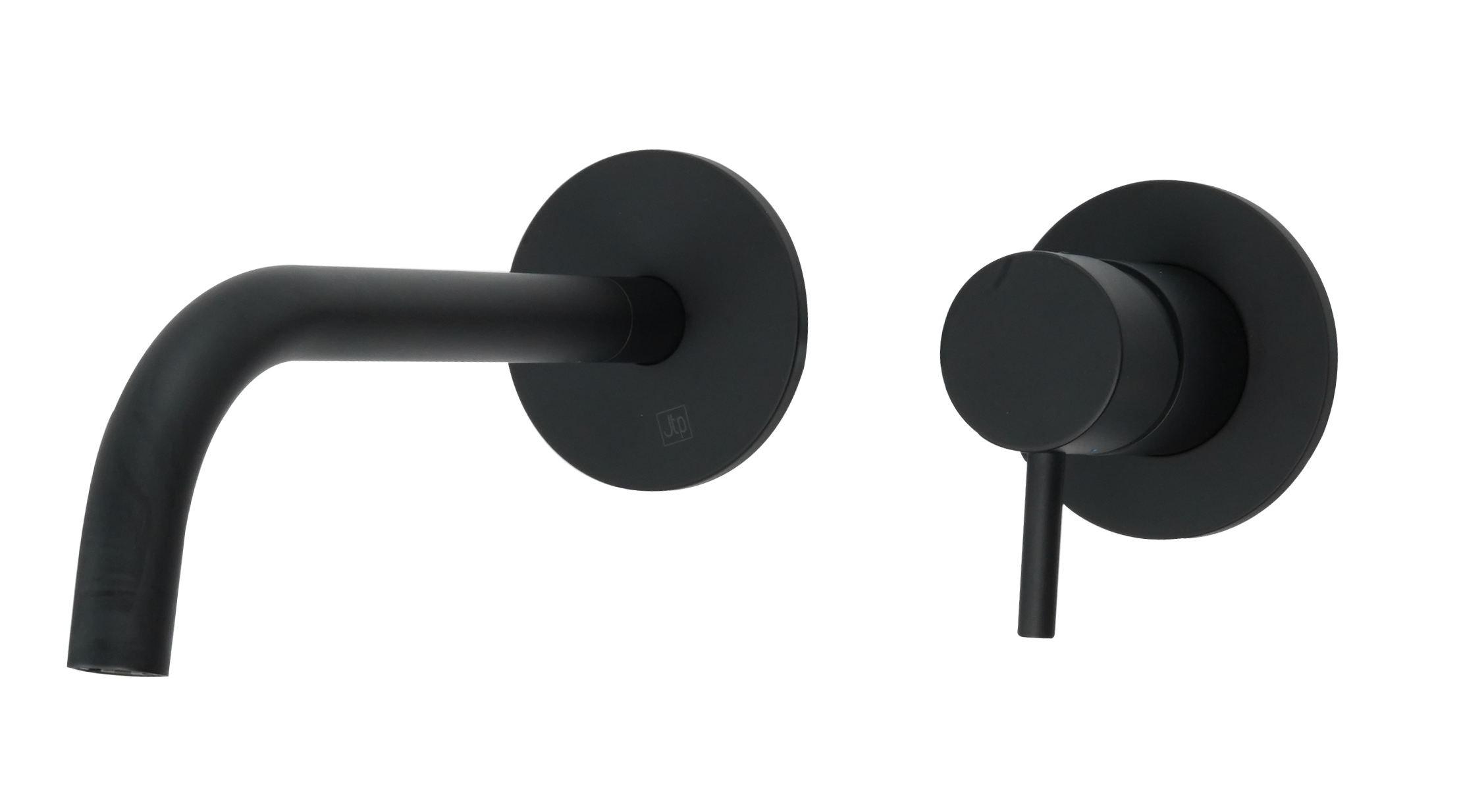 Vos Single Lever Wall Mounted Basin Mixer with Slim Spout - Matt Black