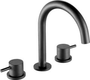 VOS 3 Hole Deck Mounted Basin Mixer - Matt Black