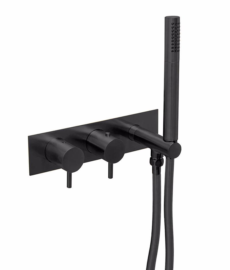 JTP VOS Thermostatic Concealed 2 Outlet Shower Valve, Handset - Matt Black
