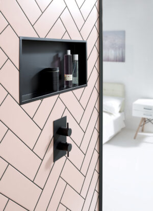 JTP VOS Thermostatic Concealed 2 Outlet Shower Valve with Designer Handles - Matt Black