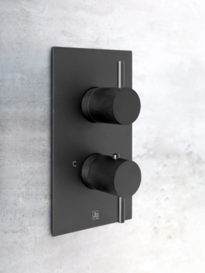 JTP VOS Thermostatic Concealed 2 Outlet Shower Valve - Matt Black