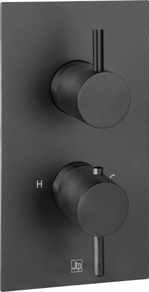 VOS Thermostatic Concealed 2 Outlet Shower Valve - Matt Black