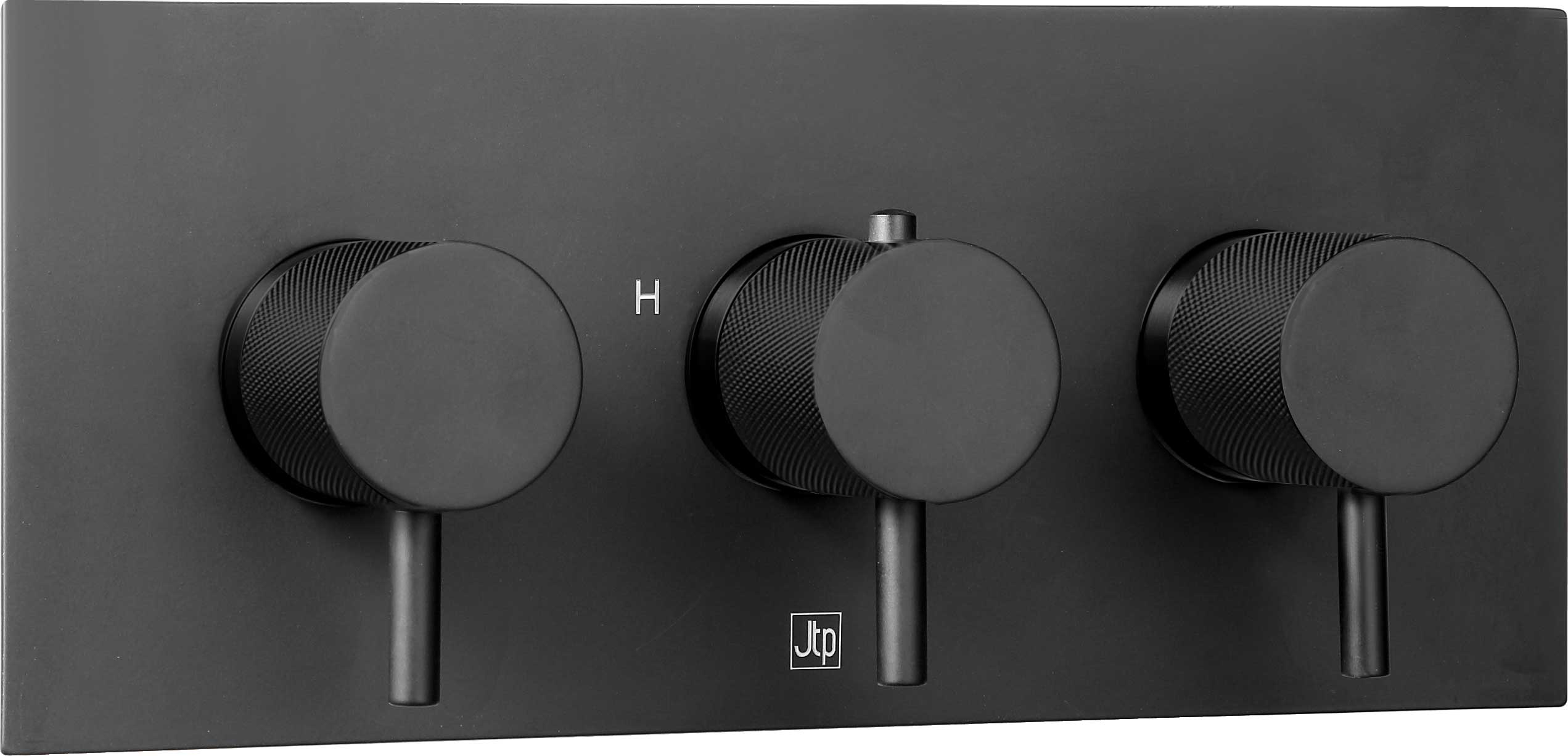 VOS Thermostatic Concealed 3 Outlet Shower Valve, Horizontal - Matt Black