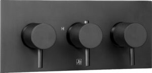 VOS Thermostatic Concealed 2 Outlet Shower Valve, Horizontal - Matt Black